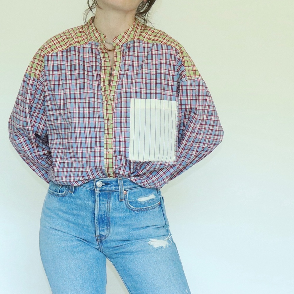 Urban Outfitters OUT FROM UNDER - Bailey Mixed Plaid Button Down - Size XS/S